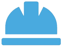 Blue hard hat icon for the skilled concrete crew at Wilson Concrete